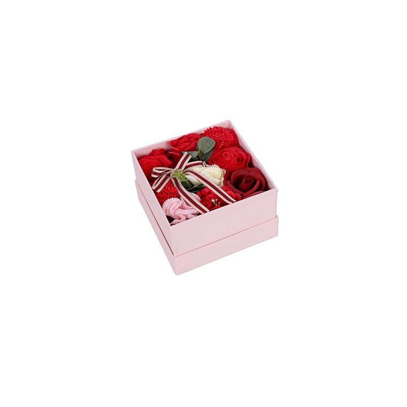 coffret carré de fleurs de savon rouge coffret carré de fleurs de savon rouge