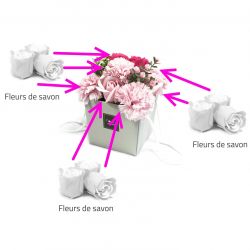 Bouquet insolite 10 Fleurs de savon : Roses et œillets Rose