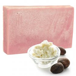 géranium et bois de rose : Ensemble Porte savon et son savon artisanal au Beurre de Karité et de Cacao / Huiles Herbacées