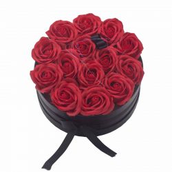 Boite cadeau de roses de savon rouge, fleurs amour