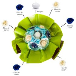 Bouquet anniversaire : fleurs de savon Bleu
