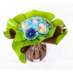 Bouquet anniversaire : fleurs de savon Bleu