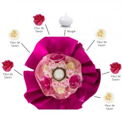 Bouquet anniversaire : fleurs de savon Rose