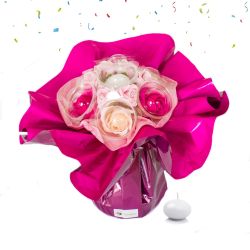 Bouquet anniversaire : fleurs de savon Rose