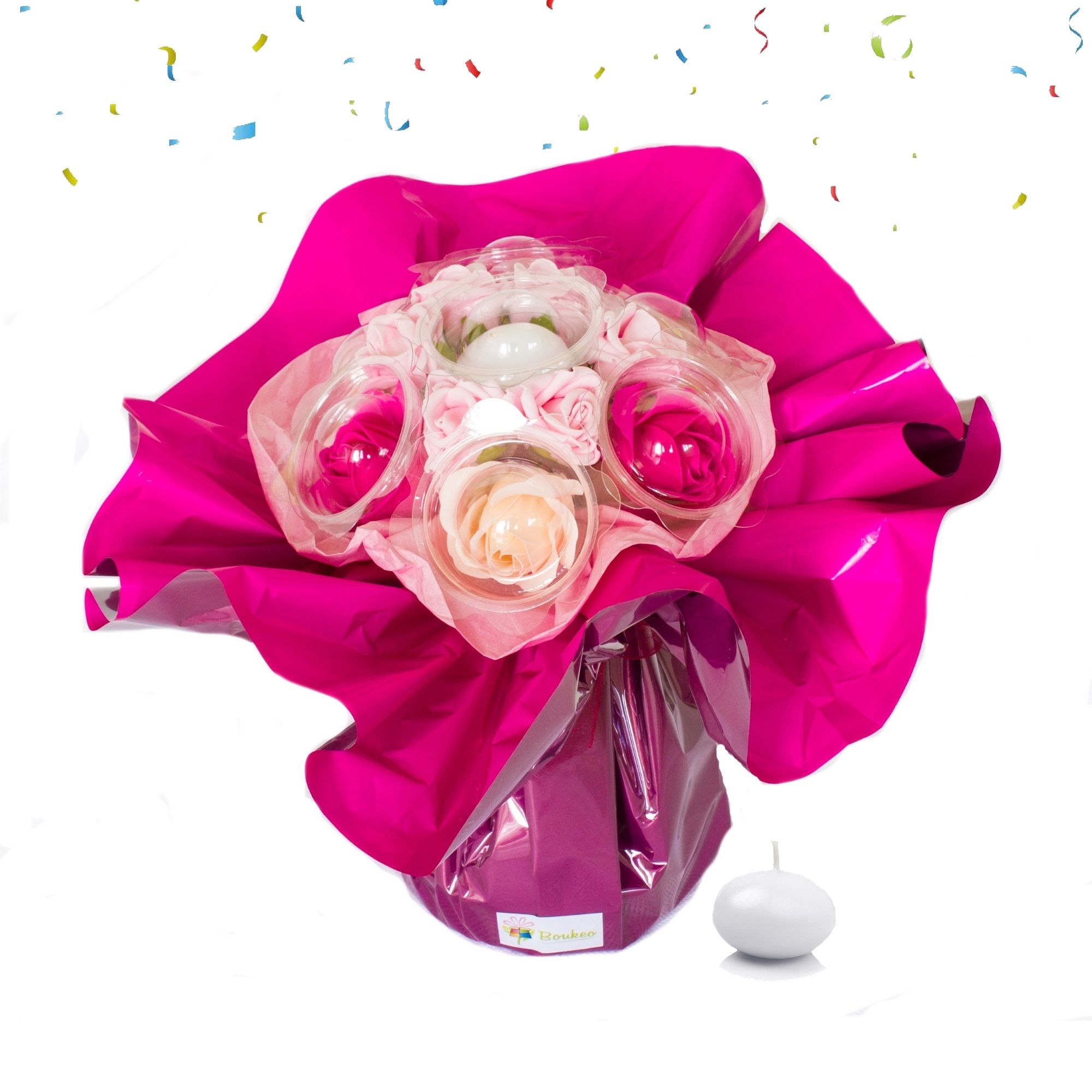 Bouquet Anniversaire Pour Le Bain Compose De Fleurs Savons Et Bougie