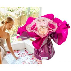 Bouquet anniversaire : fleurs de savon Rose