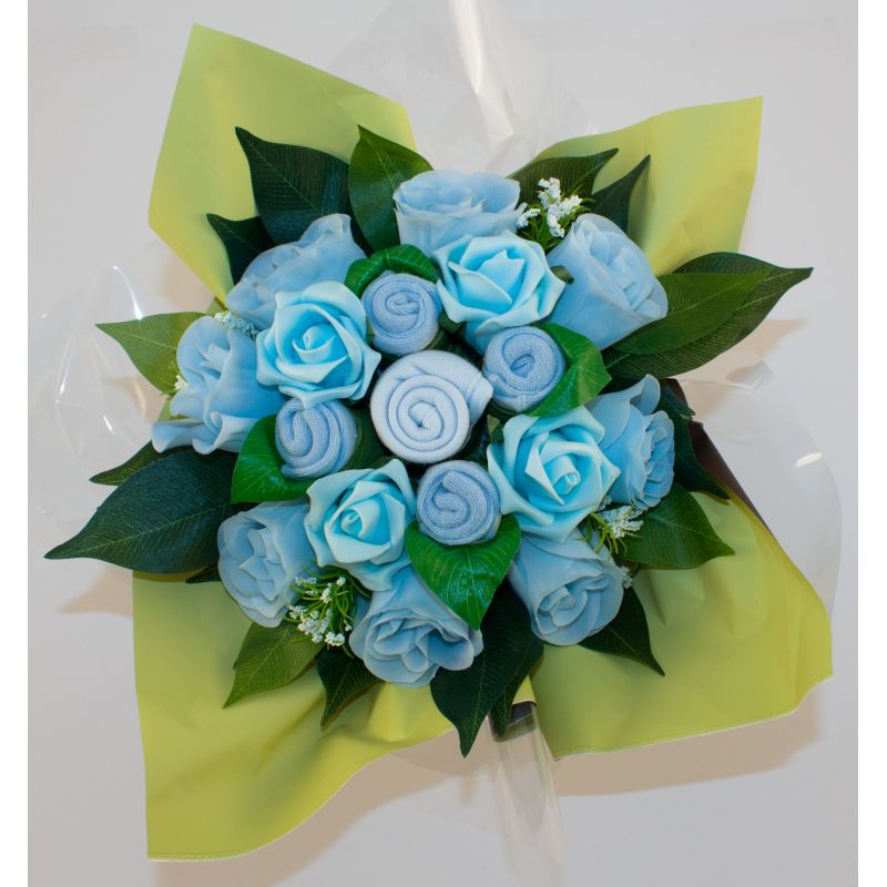 Bouquet de layette Bouquet de naissance original harmonie bleu 