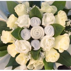 Bouquet de 5 layettes : Mélodie Blanc