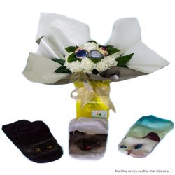 Bouquet cadeau : chaussettes chat