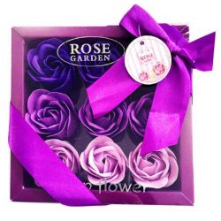 Boîte cadeau de 9 fleurs de savon : Violet