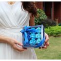 Boîte cadeau de 9 fleurs de savon : Bleu