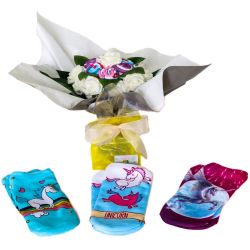 Bouquet cadeau : chaussettes licorne