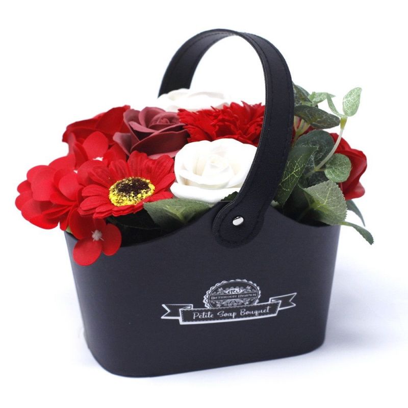 Bouquet petit panier : Fleurs de savon rouge