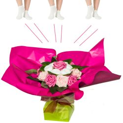 Bouquet original de chaussettes : rose