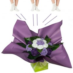 Bouquet original de chaussettes : violet