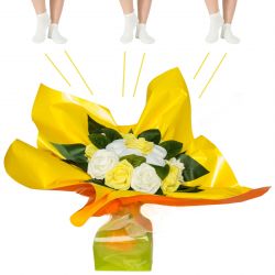 Bouquet original de chaussettes : jaune