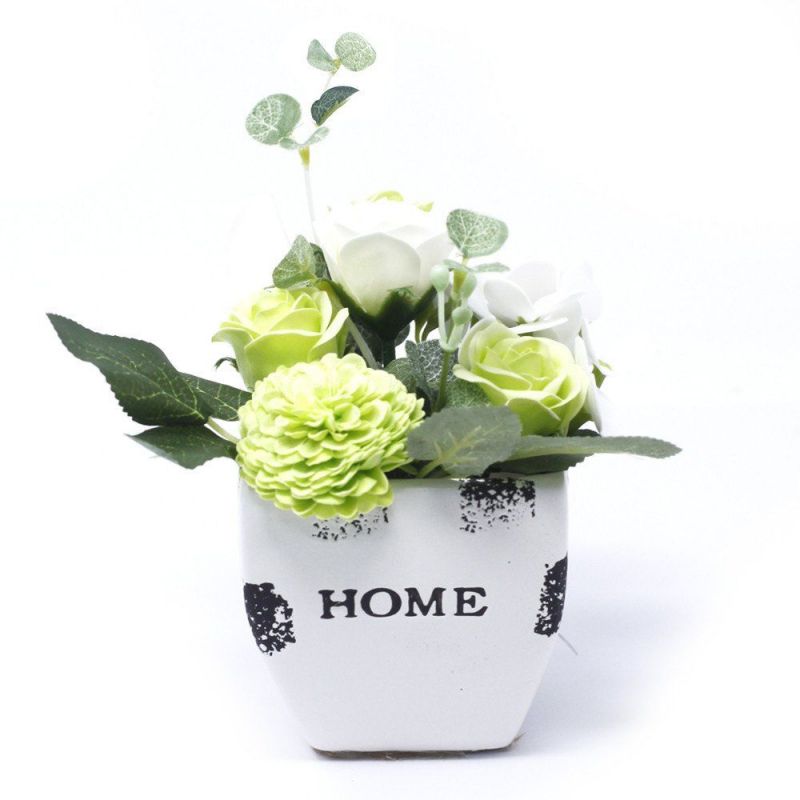 Bouquet Petit Pot fleurs de savon - Vert Pastel