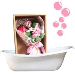 Bouquet original de 7 fleurs de bain : rose