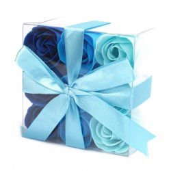 9 roses de savon parfumées : Bleu