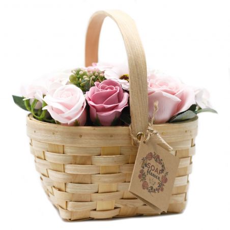 Bouquet Savon Panier en Osier- Rose Bouquet Savon Panier en Osier- Rose
