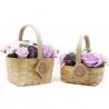 Bouquet Savon Panier en Osier- Rose