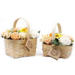 Bouquet Panier en Osier (Moyen) : orange