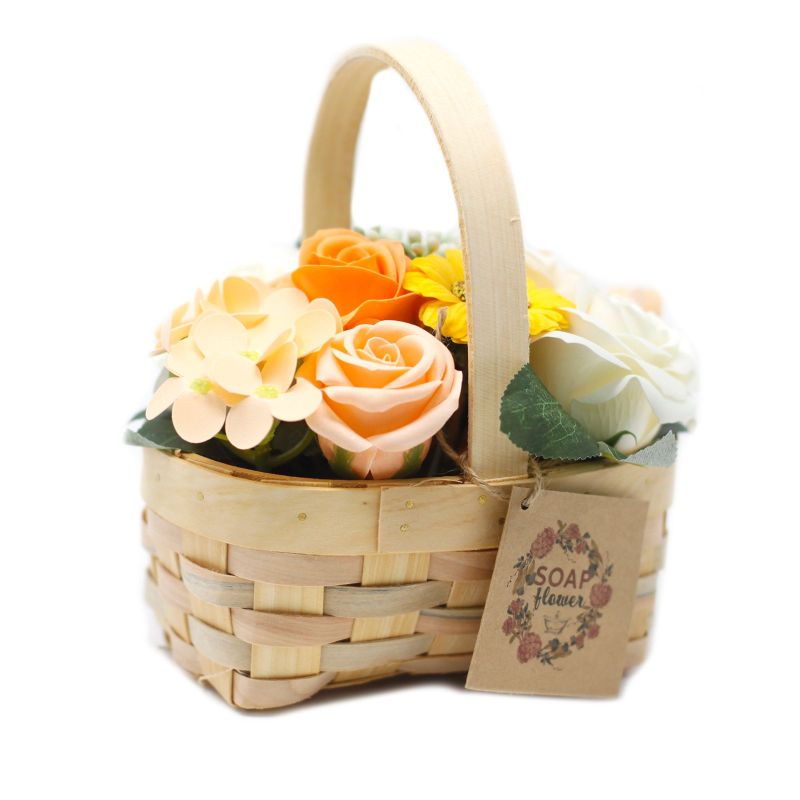 Bouquet Panier en Osier (Moyen) : orange