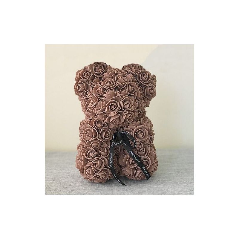 Ours en roses foam et sa boite : Marron (23cm)