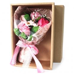 Bouquet original de 7 fleurs de bain : rose
