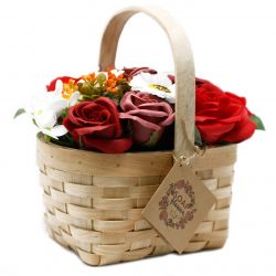 Cadeau Bouquet Savon et son panier en Osier grand - Orange