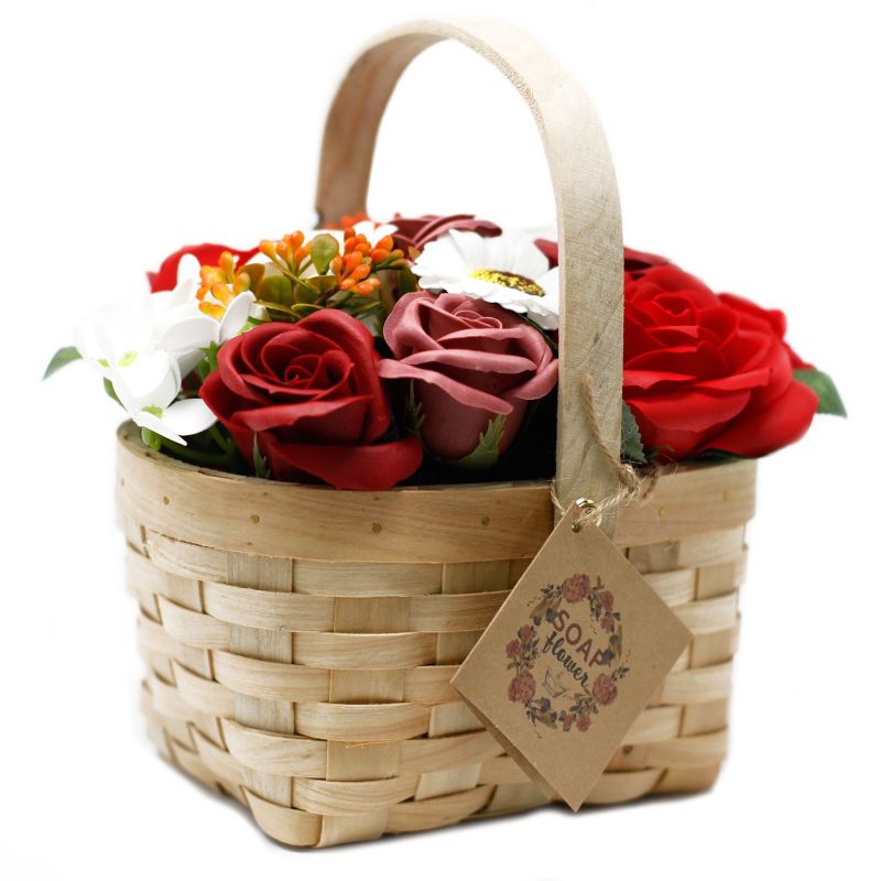 Cadeau Bouquet Savon et son panier en Osier grand - Orange