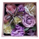 coffret carré de fleurs de savon mauve - bouquet anniversaire