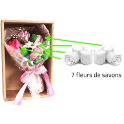 Bouquet original de 7 fleurs de bain : rose