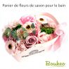 Panier cadeau : fleurs de savon Rose