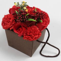 Bouquet 10 Fleurs de savon : Fleurs passion rouge Noël