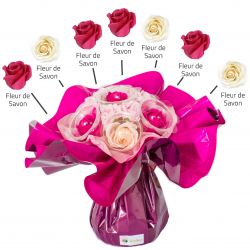Bouquet cadeau : fleurs de savon Rose