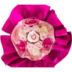 Bouquet cadeau : fleurs de savon Rose