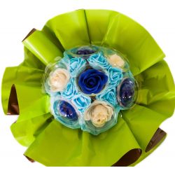Bouquet surprise : fleurs de savon Bleu