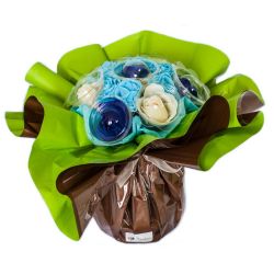 Bouquet détente et sa serviette personnalisée : bleu