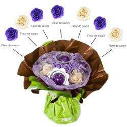 Bouquet surprise : fleurs de savon Violet