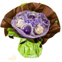 Bouquet cadeau : fleurs de savon Violet