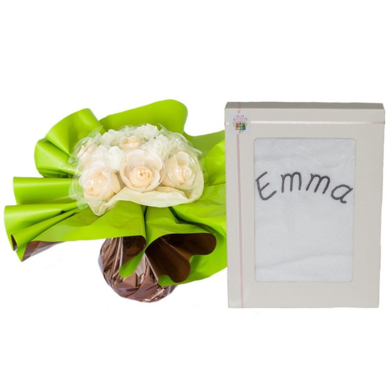 Bouquet cadeau personnalisé : Savon blanc